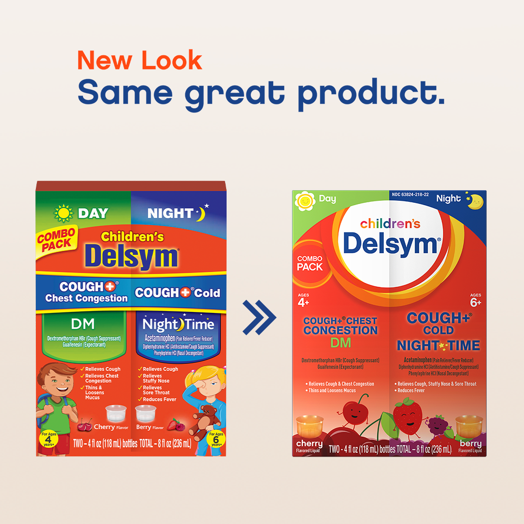 Delsym® Cough+ Day/Night Combo Children’s Cough Liquid