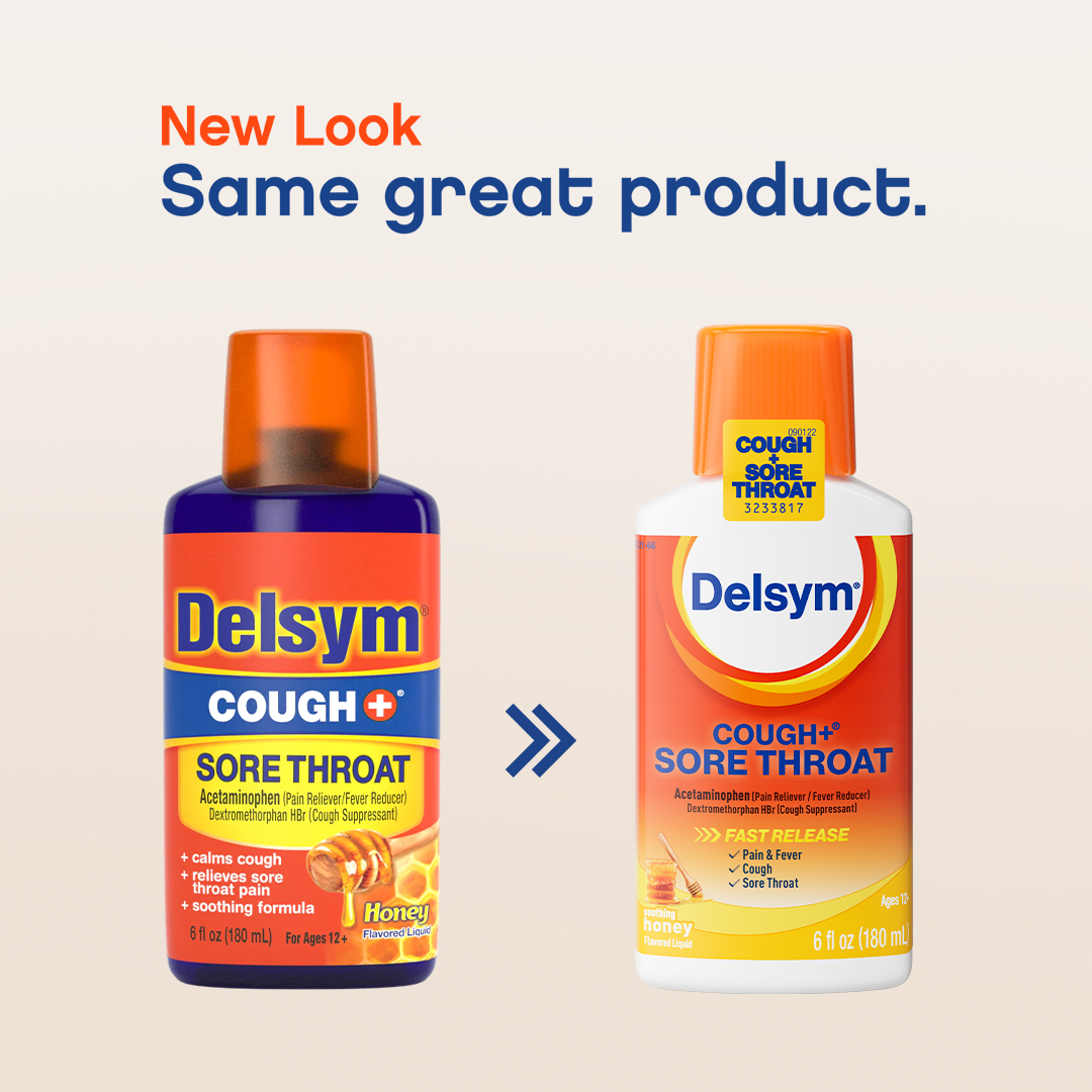 Delsym® Cough+ Sore Throat Honey Flavored Liquid