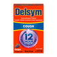 The side of the Delsym® 12 Hour Orange Flavored Cough Liquid 3oz package with dosing guide.