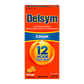 The front of the package for the Delsym® 12 Hour Orange Flavored Cough Liquid for adults.