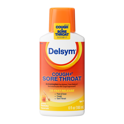 Delsym® Cough+ Sore Throat Honey Flavored Liquid