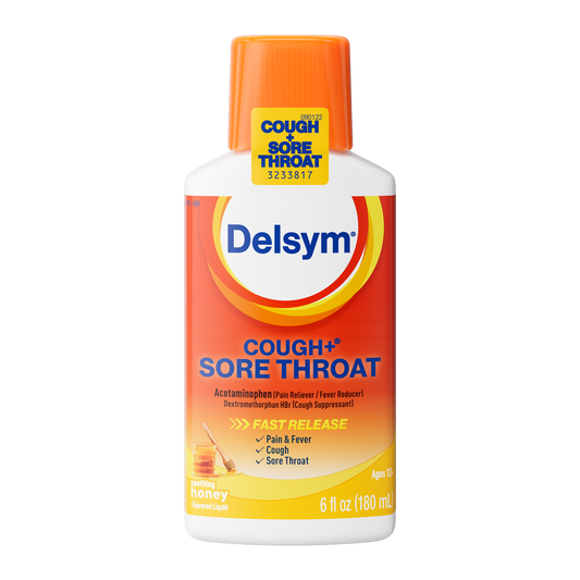 Delsym® Cough+ Sore Throat Honey Flavored Liquid