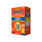 A right angled view of Delsym® 12 Hour Orange Flavored Children's Cough Liquid package for ages 4+.