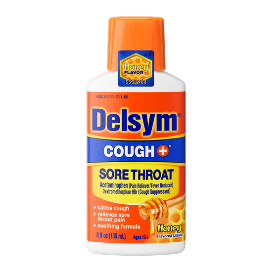 Delsym® Cough+ Sore Throat Honey Flavored Liquid